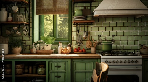 fresh green kitchen background