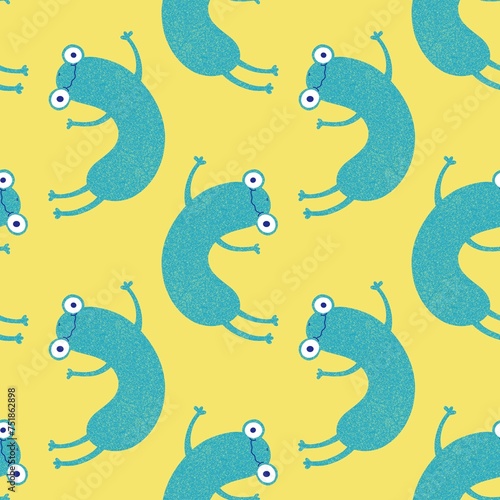 Cartoon animals seamless frogs pattern for wrapping paper and fabrics and kids clothes print and party accessories