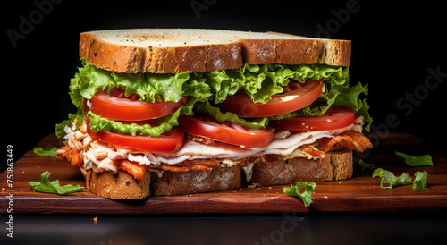 Turkey sandwich with tomato and lettuce
