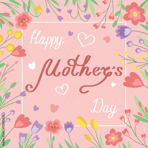 posters with flowers and letering for mother's day photo