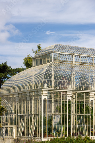 Beautiful greenhouse in National Botanic Gardens, Dublin, Ireland. Large area with naturalist sections, formal gardens, an arboretum and a greenhouse with Victorian palms.