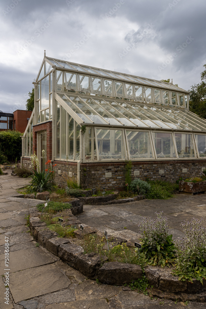 Beautiful greenhouse in National Botanic Gardens, Dublin, Ireland.  Large area with naturalist sections, formal gardens, an arboretum and a greenhouse with Victorian palms.