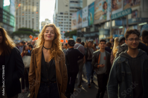 Wallpaper Mural beautiful young girl walking down the street Torontodigital.ca