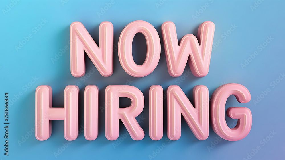 vibrant and eye-catching image features the phrase “Now Hiring” in bold, 3D typography vibrant and eye-catching image features the phrase “Now Hiring” in bold, 3D typography