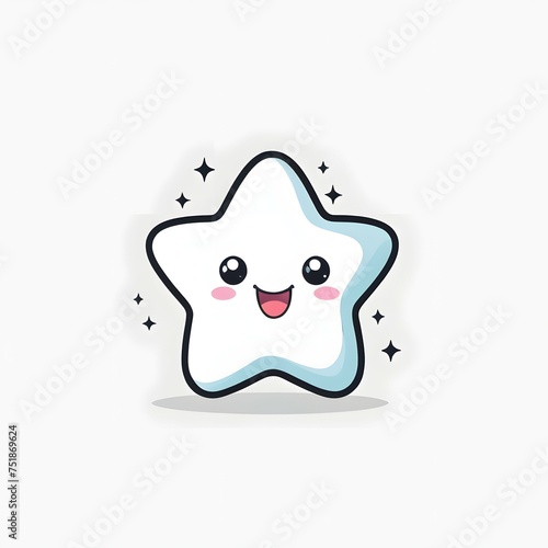 Cute star kawaii character on a white background