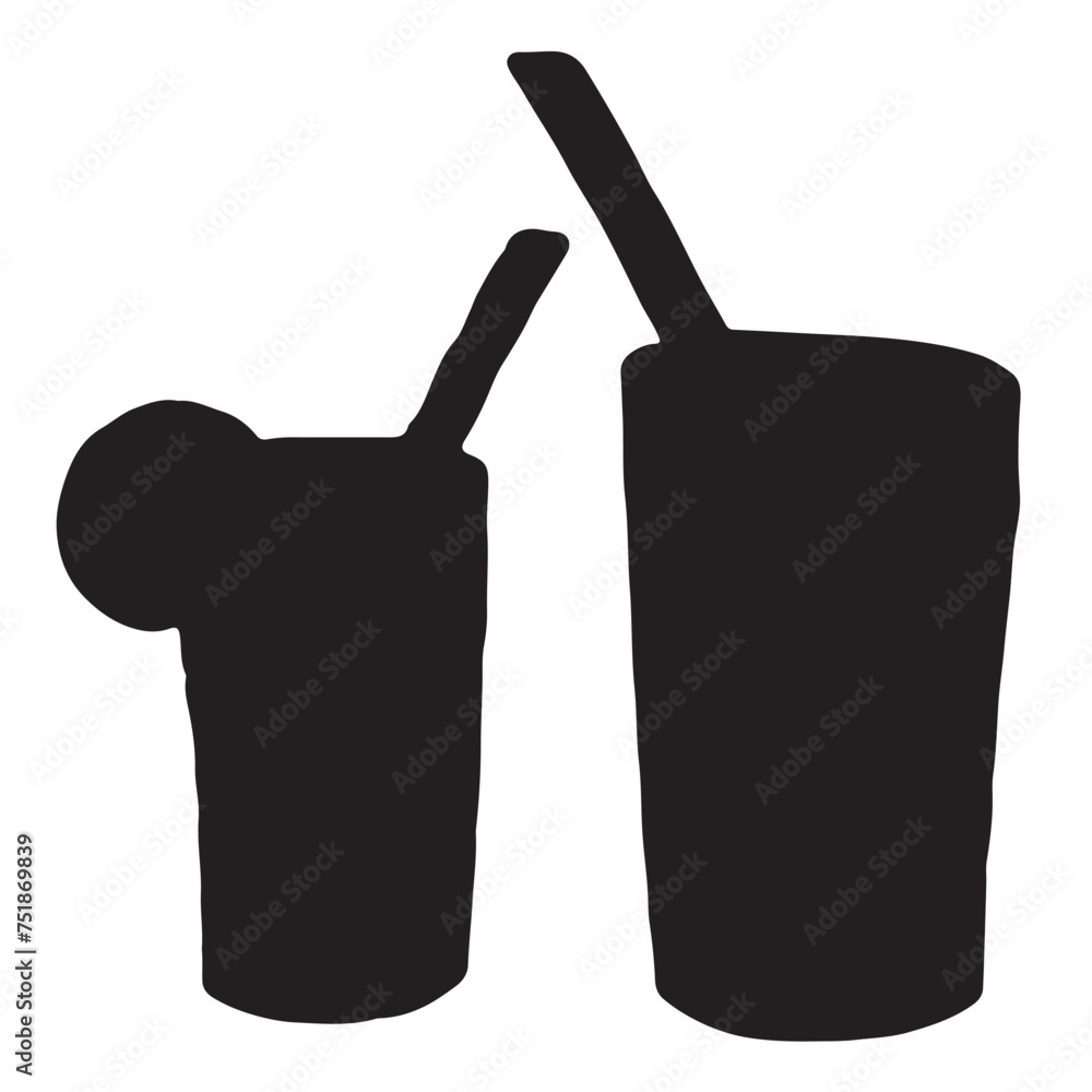 Vector black and white silhouette ready to print: glass of drinks set Vector black and white silhouette ready to print: glass of drinks set