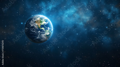 earth with outer space background with copy space