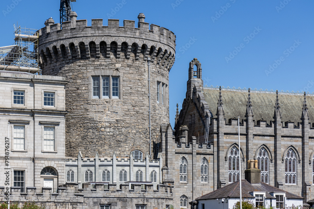 Dubh Linn Garden, The Chapel Royal, The Garda Museum, Tower, Dublin Castle, Ireland.