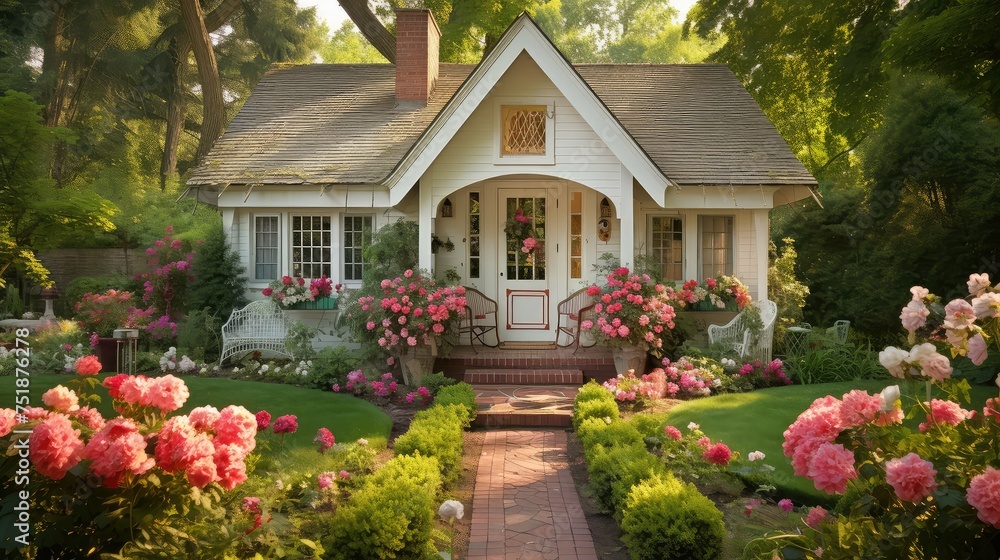 Fototapeta premium cozy garden cottage building