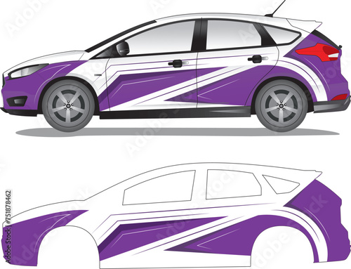 Racing car wrap, car decal sticker vector illustration (ID: 751878462)