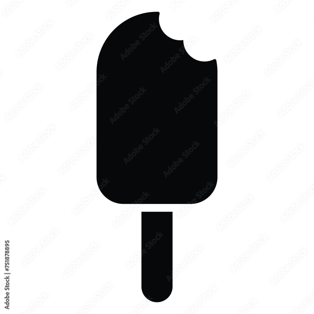 Popsicle glyph icon. Ice Cream on a stick. Black silhouette. Dessert and Sweet Food Flat Design icon concept. Vector Illustration. Popsicle glyph icon. Ice Cream on a stick. Black silhouette. Dessert and Sweet Food Flat Design icon concept. Vector Illustration.