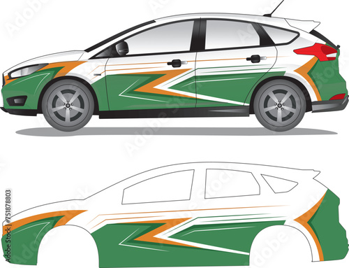 Racing car wrap, car decal sticker vector illustration (ID: 751878803)