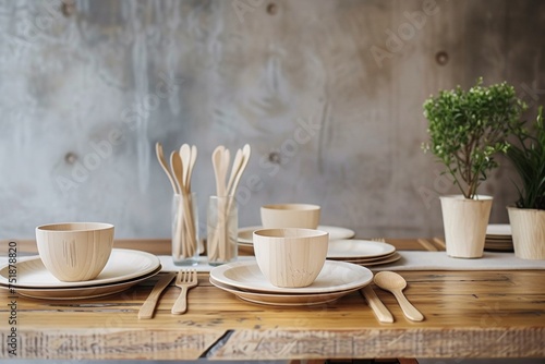 A restaurant using fully biodegradable tableware  committing to reduce plastic waste and promote sustainability.
