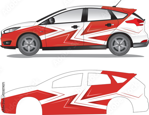 Racing car wrap, car decal sticker vector illustration (ID: 751879071)