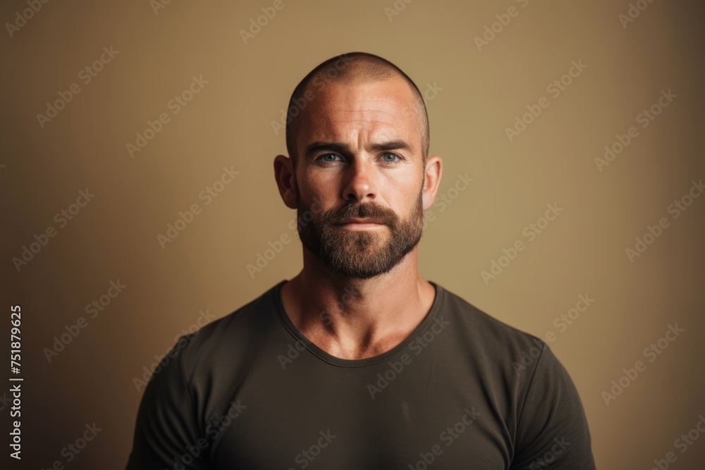 Portrait of a bearded man in a black t-shirt. Portrait of a bearded man in a black t-shirt.