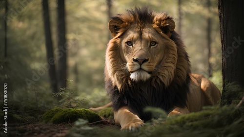Pictures of a lion in a forest 