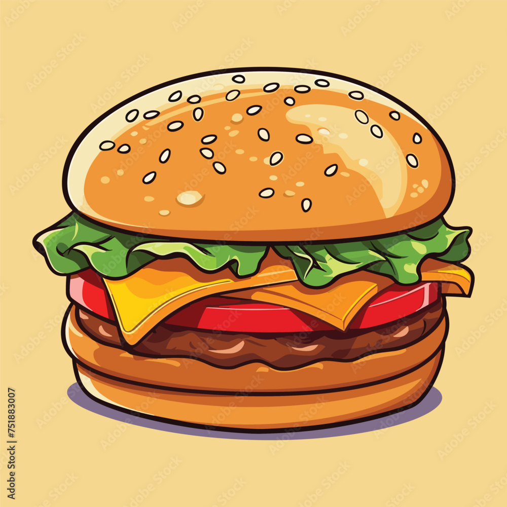 Vector isolated delicious hamburger cartoon isolated on background Vector isolated delicious hamburger cartoon isolated on background