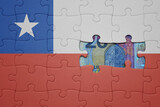 puzzle with the national flag of chile and euro banknote. finance concept