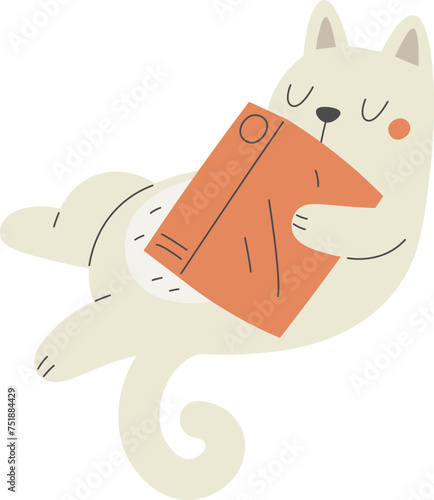 Cat Sleeping With Book