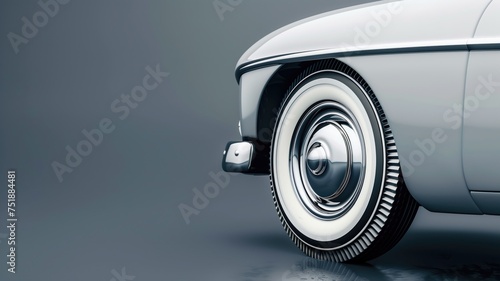 Close-up of a vintage car wheel with distinctive white sidewall © Татьяна Макарова