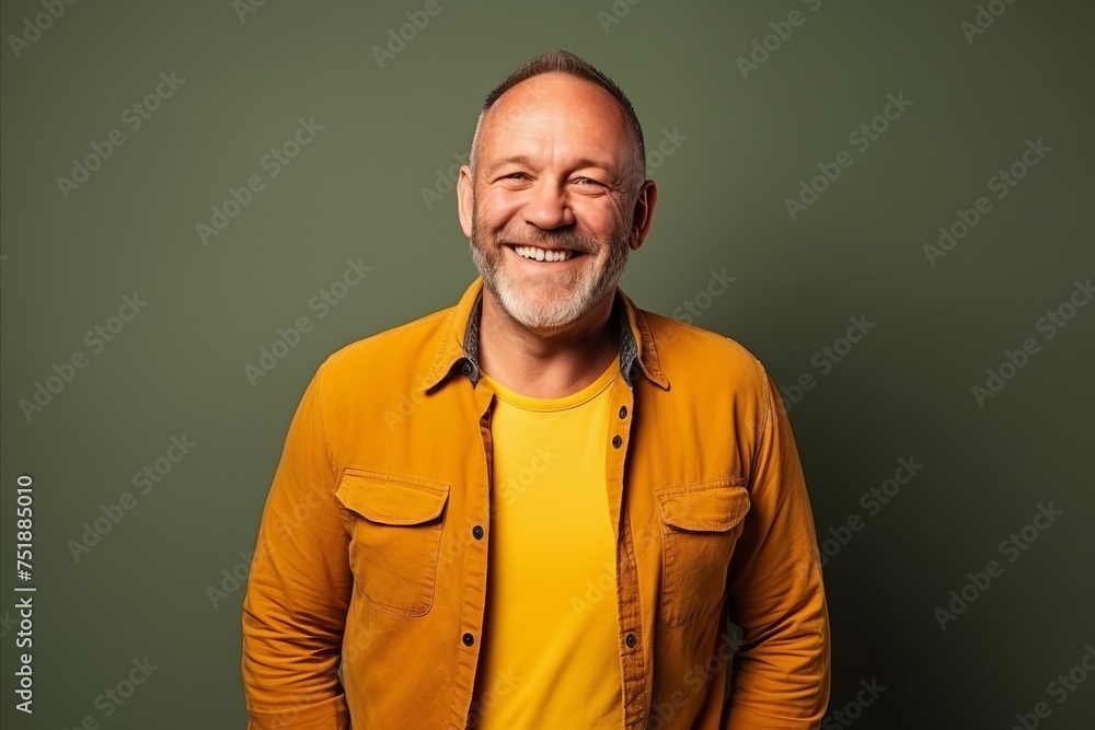 Portrait of a happy senior man smiling at the camera over green background Portrait of a happy senior man smiling at the camera over green background