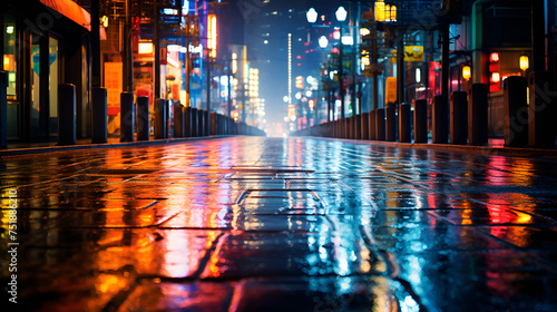 city in the night  city wallpaper  Colorful neon signs reflecting on wet pavement during a rainy night