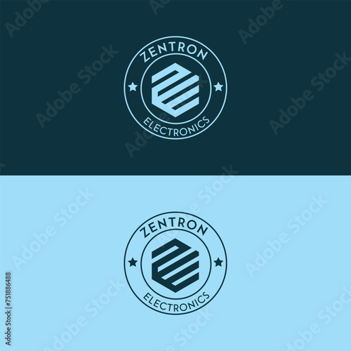 zentron electronics logo grid base logo geometrical logo monogram logo trending stylish professional shape line boho  