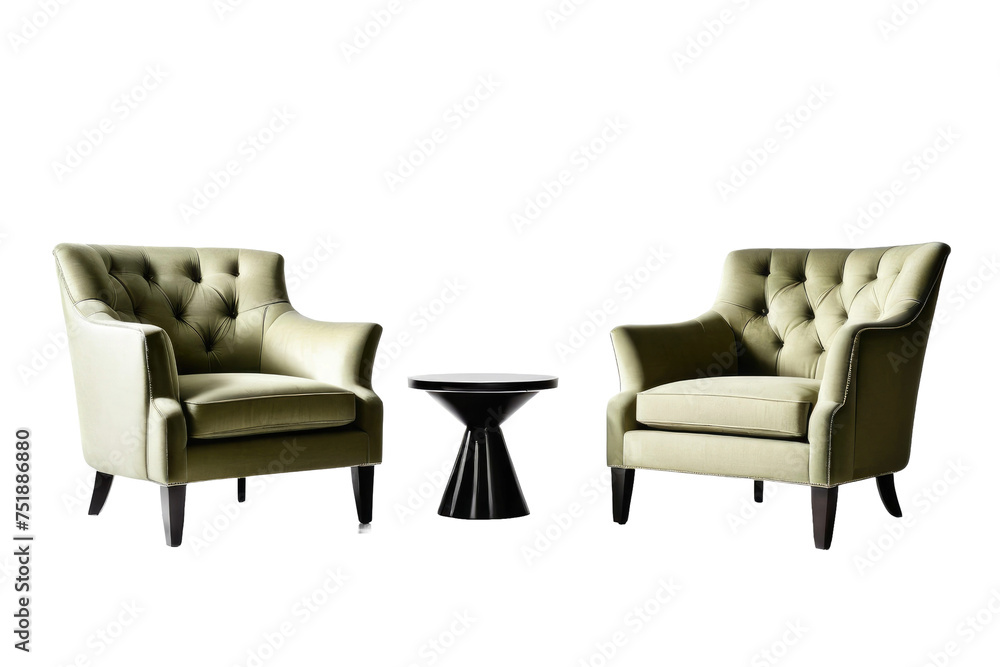Two armchairs, isolated, high quality stock photograph, white background, emphasizing textures and materials of the upholstery, casting soft shadows, high-key lighting Two armchairs, isolated, high quality stock photograph, white background, emphasizing textures and materials of the upholstery, casting soft shadows, high-key lighting