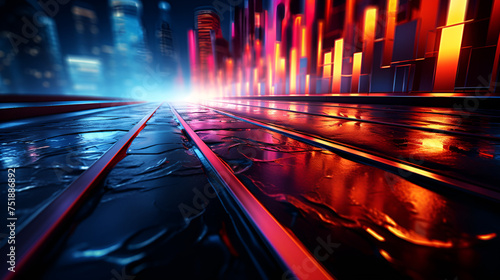 light in the night, Fast highspeed car traffic on the roads of new york blurry movement long shutter speed 3d