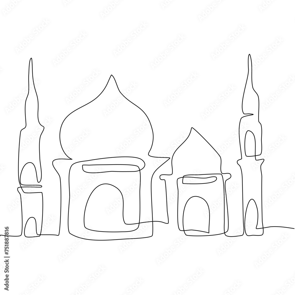 Mosque continuous line drawing Mosque continuous line drawing
