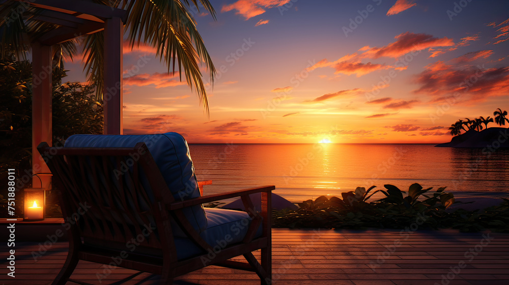 The serenity of the evening with a stunning sunset background, a calming and picturesque backdrop Ai Generative The serenity of the evening with a stunning sunset background, a calming and picturesque backdrop Ai Generative