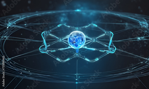 Template for science and technology presentation. Plexus style background.