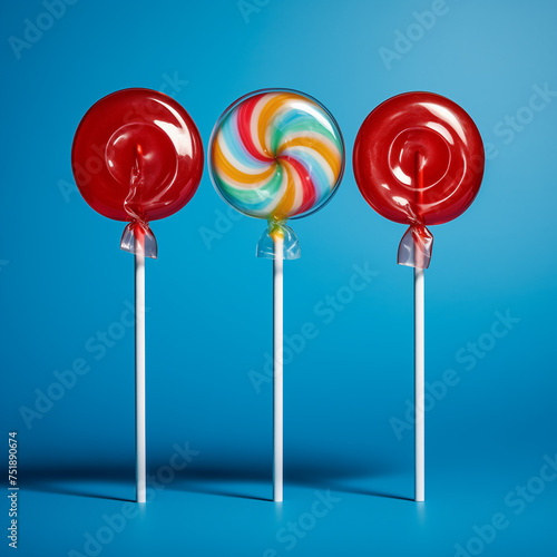 photo of lollipops in a row on a blue backdrop © Samantha Rigo