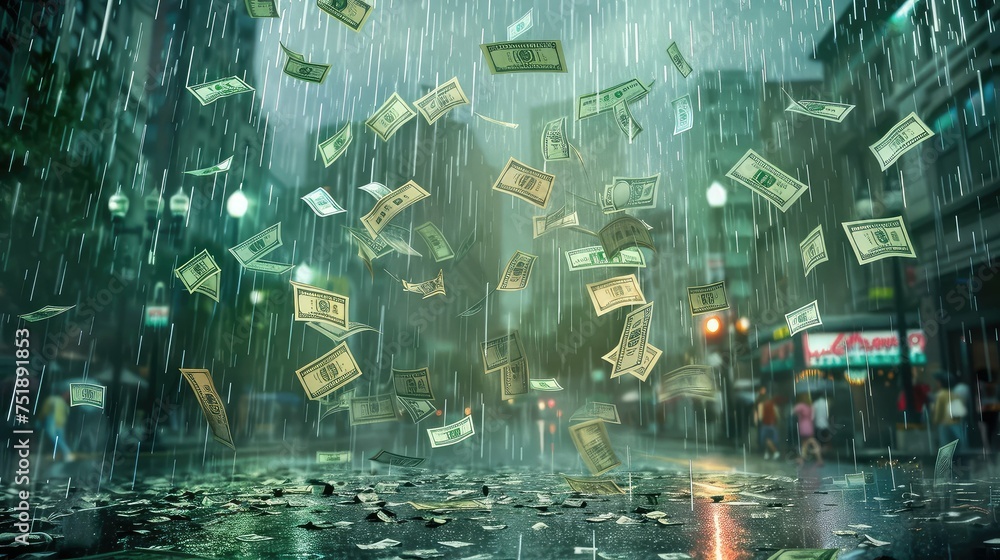 dollars raining money