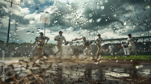 players baseball rain