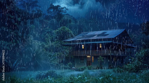 shelter house in rain