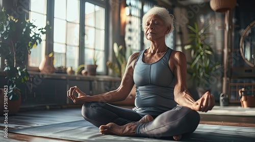 strength mature woman yoga