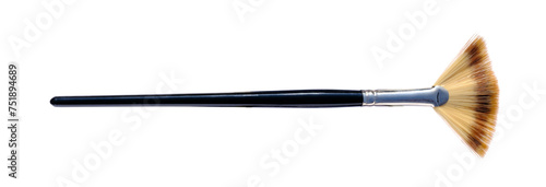 Fan brush, professional tool for makeup or for painting, top view. with transparent background (png image)