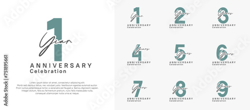 anniversary logotype vector design with brown and blue color can be use for special moment celebration photo