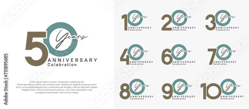 anniversary logotype vector design with brown and blue color can be use for special moment celebration