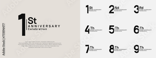 anniversary vector design set black color for celebration day