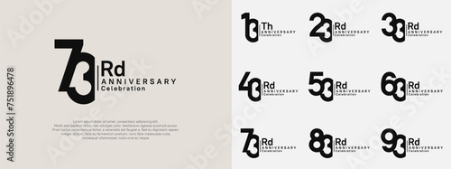 anniversary vector design set black color for celebration day photo