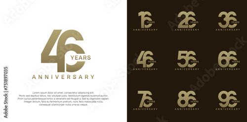 anniversary logotype vector set with gold color for special celebration day