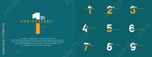 anniversary logotype vector set, white and orange color for celebration purpose