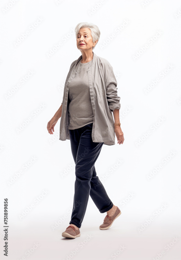 Walking Senior woman in casual clothes Walking Senior woman in casual clothes