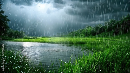 greenery rain landscape