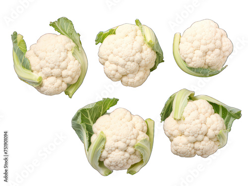 Set of cauliflower isolated on transparent background, transparency image, removed background