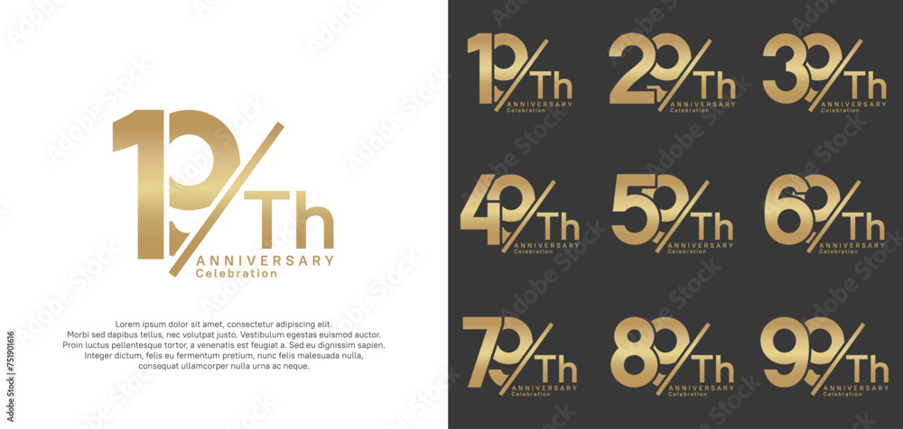 anniversary logo style vector set with slash gold color can be use for celebration anniversary logo style vector set with slash gold color can be use for celebration