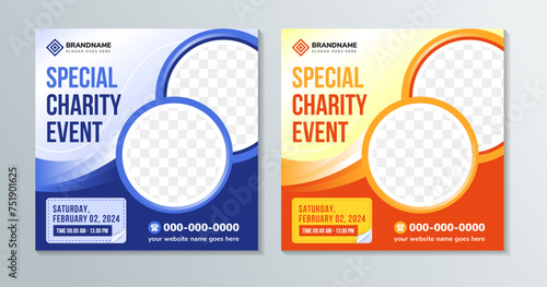 Modern vector social media website banner templates design with special charity event headline. Card campaign for non profit organizaiton, fundraising event, volunteer centre. Vector illustration