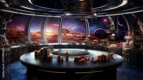 futuristic space kitchen background